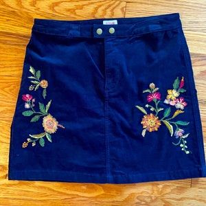 Mossimo Blue Corduroy Skirt with Flower Detail